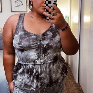 black tie dye american eagle flowy top